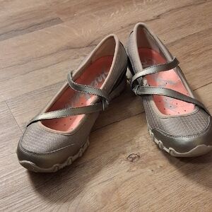 Skechers Women's Gold and Tan Mary Jane Flats